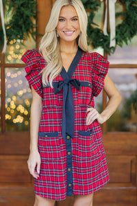 Easy To Find Red Plaid Dress