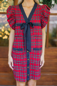 Easy To Find Red Plaid Dress