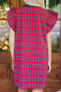 Easy To Find Red Plaid Dress