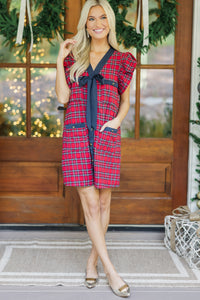 Easy To Find Red Plaid Dress