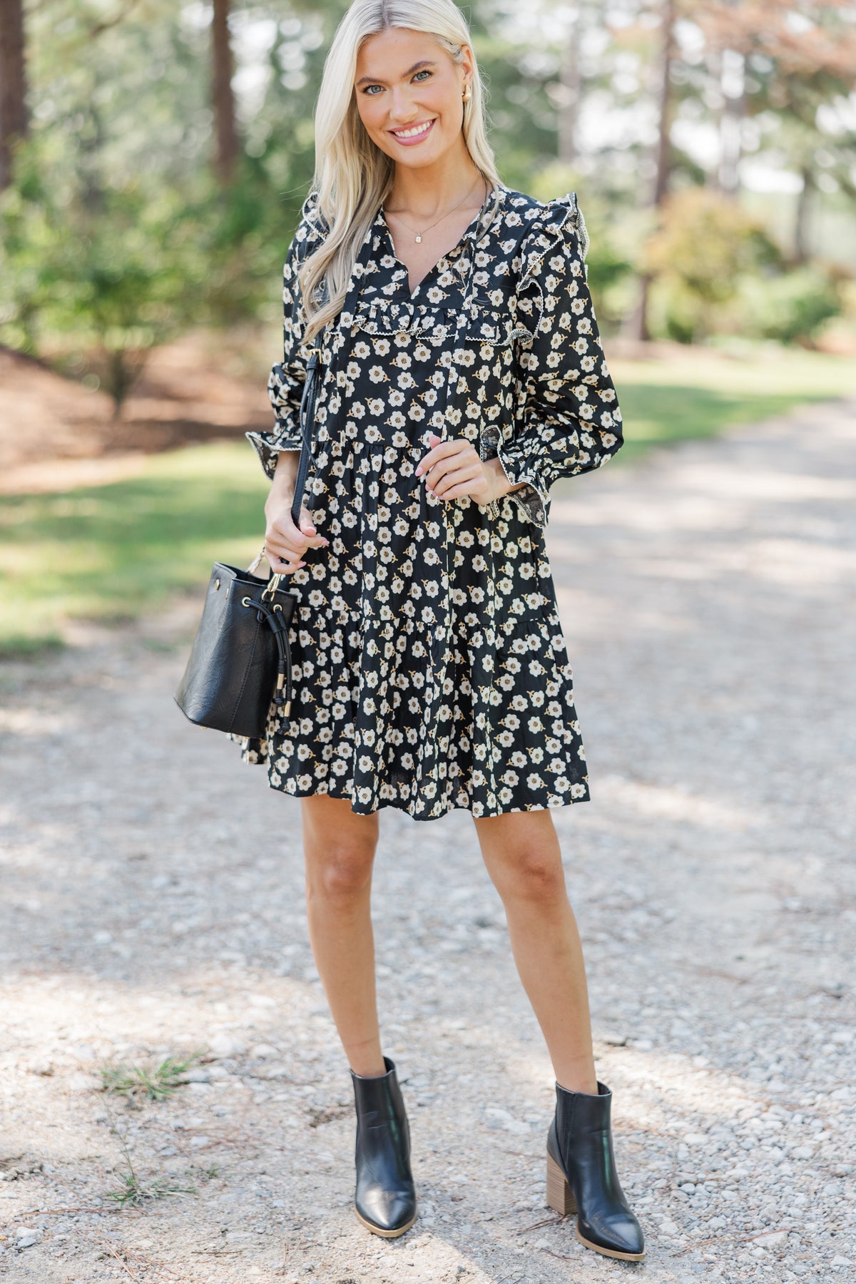 What You Love Black Floral Babydoll Dress – Shop the Mint
