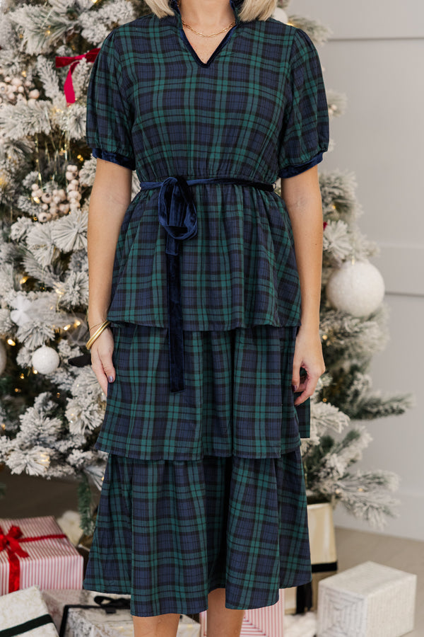 Feeling The Joy Green Tartan Plaid Midi Dress Shop the Mint Feeling The Joy Green Tartan Plaid Midi Dress Shop the Mint