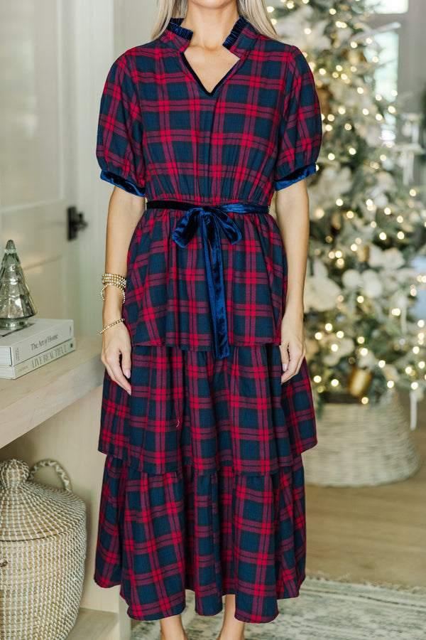 Feeling The Joy Red Tartan Plaid Midi Dress Shop the Mint Feeling The Joy Red Tartan Plaid Midi Dress Shop the Mint