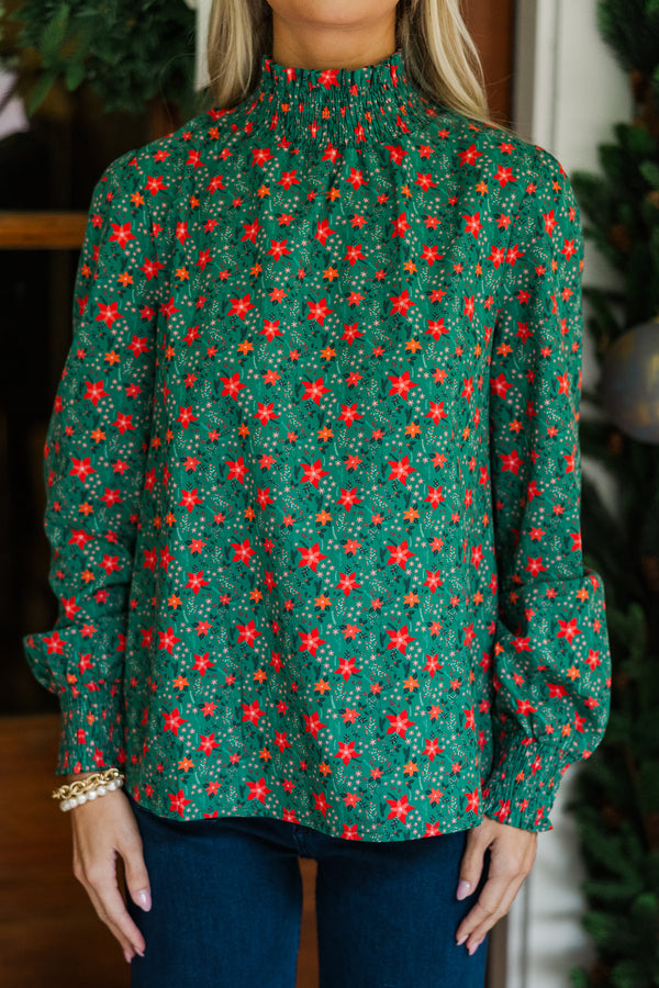 All I Need Emerald Floral Blouse