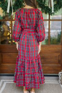 All Good Things Red Plaid Midi Dress