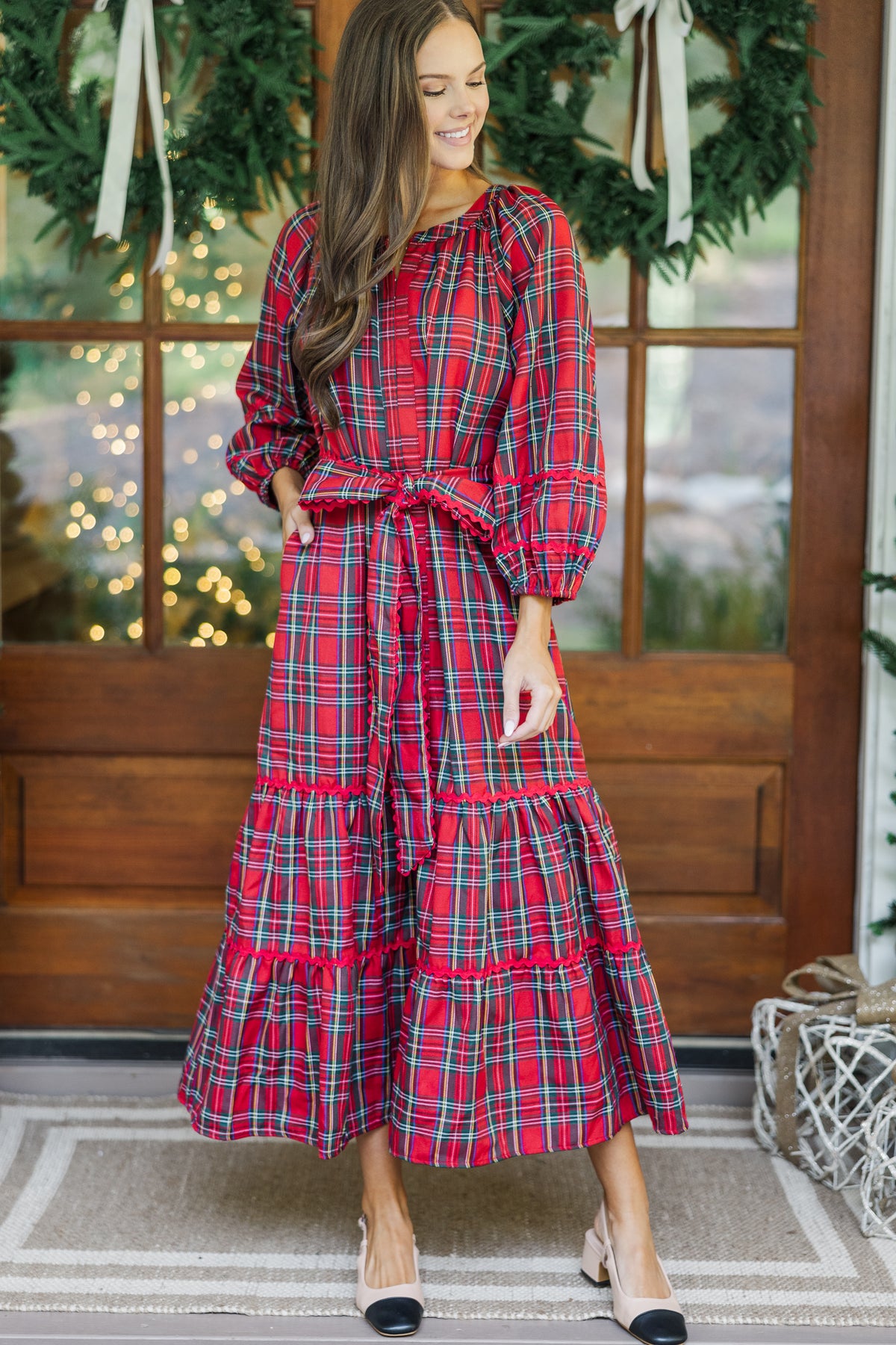All Good Things Red Plaid Midi Dress – Shop the Mint