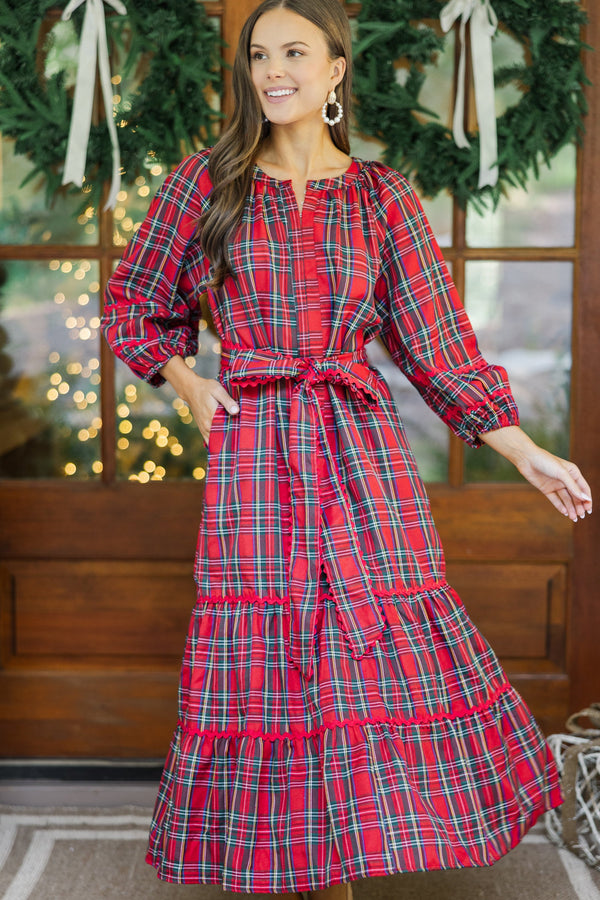 All Good Things Red Plaid Midi Dress, Small - The Mint Julep Boutique | Women's Boutique Clothing All Good Things Red Plaid Midi Dress, Small - The Mint Julep Boutique | Women's Boutique Clothing