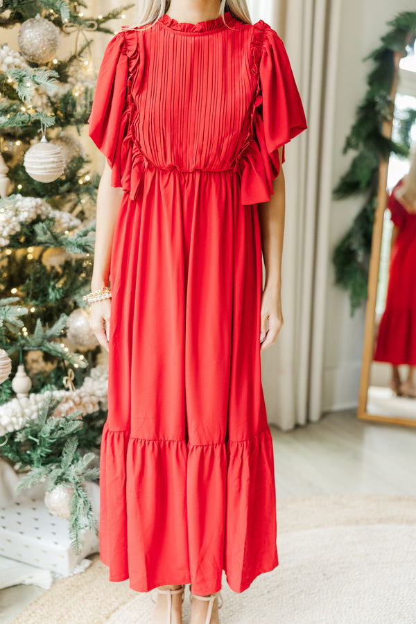 All The Good Red Ruffled Midi Dress – Shop the Mint