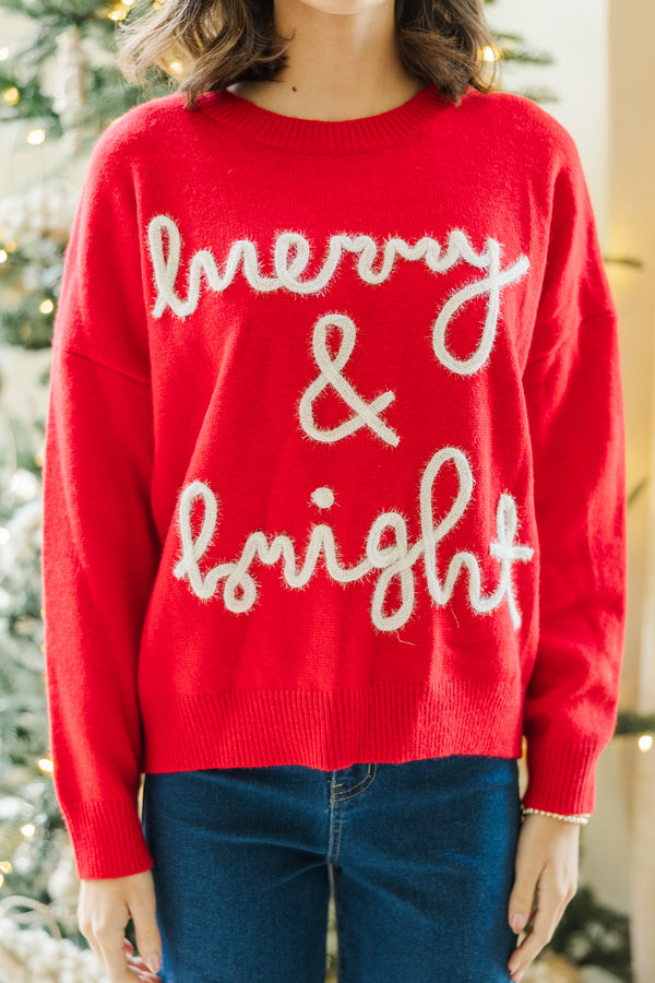 Merry & Bright Cream Script Sweater