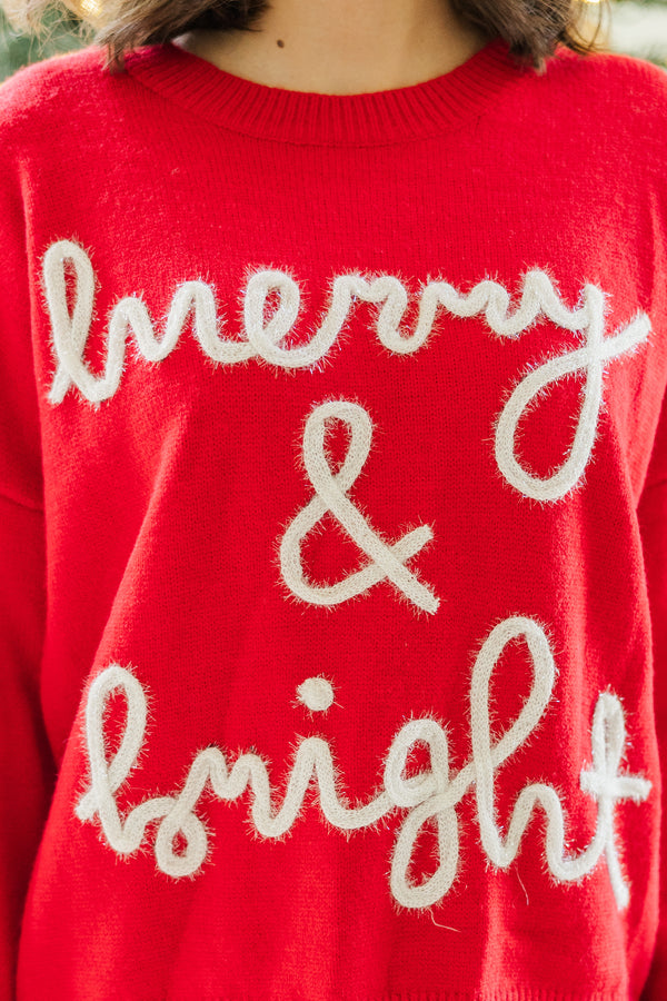 Merry & Bright Cream Script Sweater