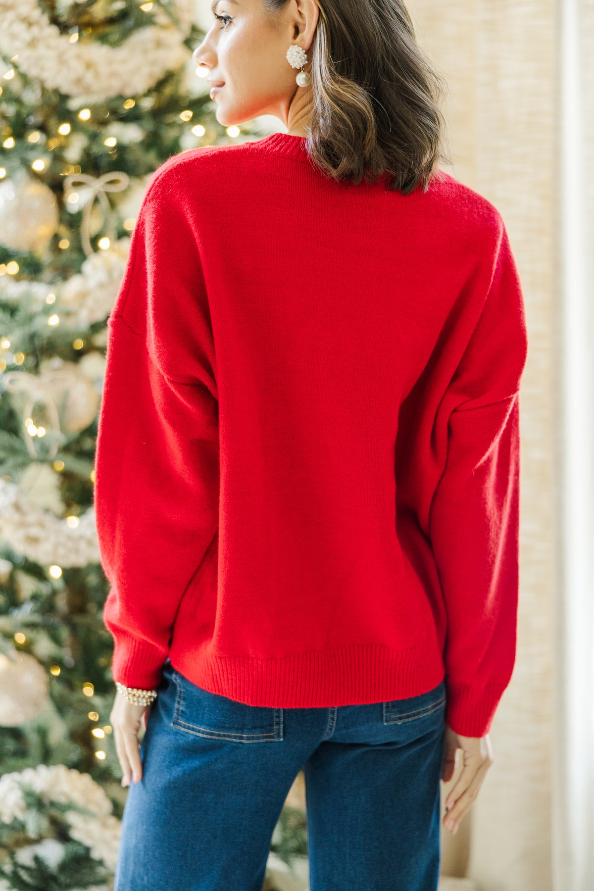 Red Tinsel Merry & Bright Contrast Trim Sweater main image 1