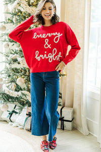 Merry & Bright Cream Script Sweater