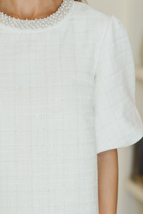 Calling On You Cream Tweed Blouse