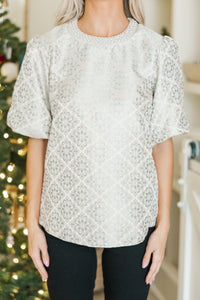 Calling On You Cream Jacquard Blouse