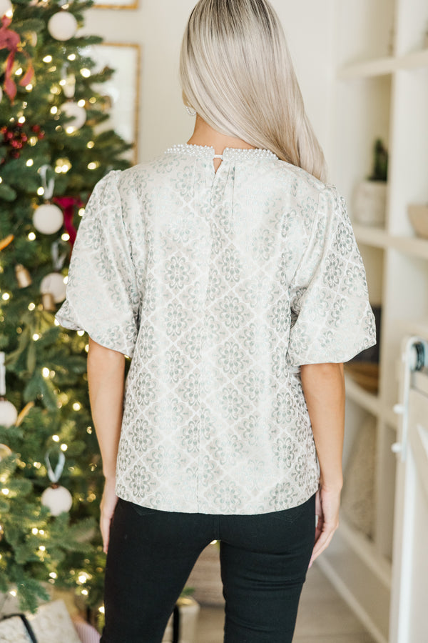 Calling On You Cream Jacquard Blouse