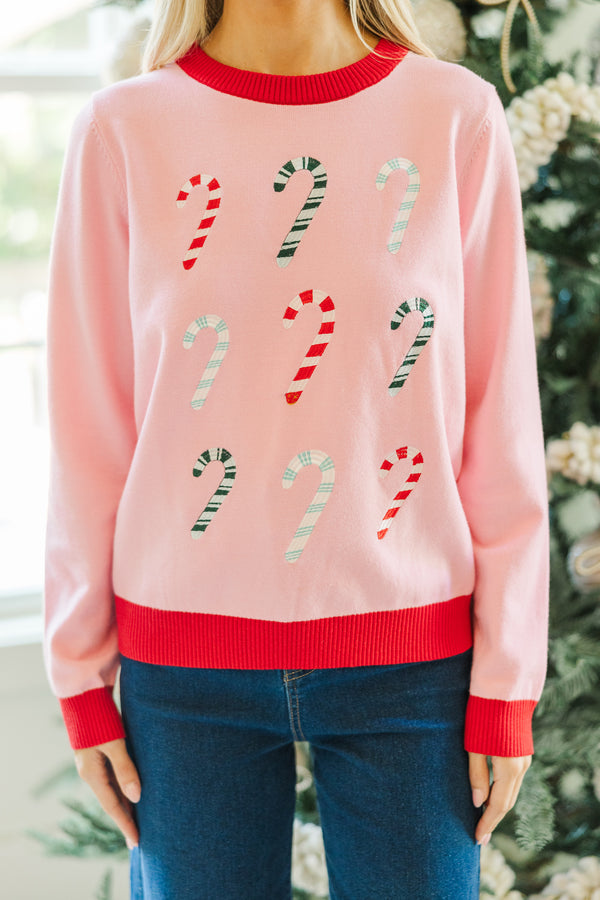 Sweet Days Pink Candy Cane Novelty Sweater