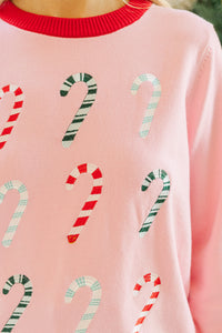 Sweet Days Pink Candy Cane Novelty Sweater