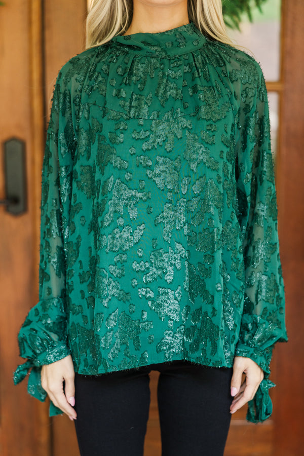 On The List Hunter Green Lace Blouse