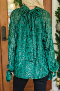 On The List Hunter Green Lace Blouse