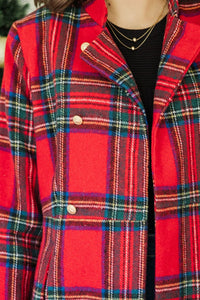 City Streets Red Plaid Coat