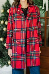 City Streets Red Plaid Coat