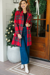 City Streets Red Plaid Coat