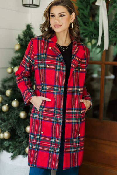 City Streets Red Plaid Coat – Shop the Mint