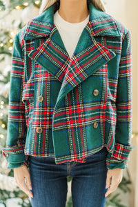 True Love's Embrace Green Plaid Coat