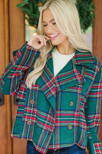 True Love's Embrace Green Plaid Coat