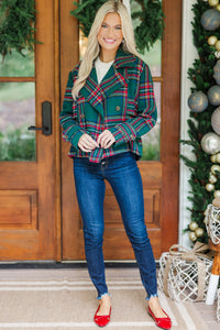True Love's Embrace Green Plaid Coat