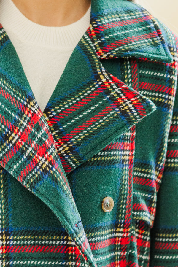 True Love's Embrace Green Plaid Coat