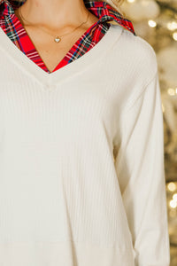 Eyes On You Cream and Plaid Sweater