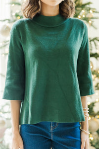 Just A Feeling Emerald Green Mock Neck Sweater