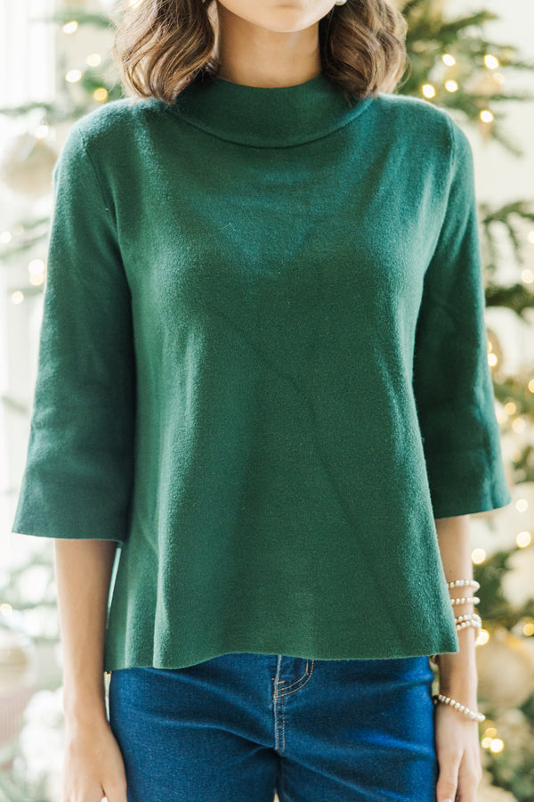 Just A Feeling Emerald Green Mock Neck Sweater