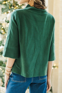 Just A Feeling Emerald Green Mock Neck Sweater