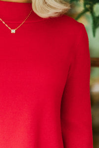 Just A Feeling Red Mock Neck Sweater