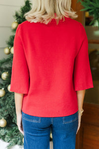 Just A Feeling Red Mock Neck Sweater