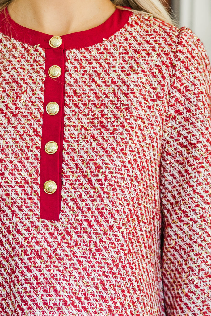 Timeless Red Tweed Dress