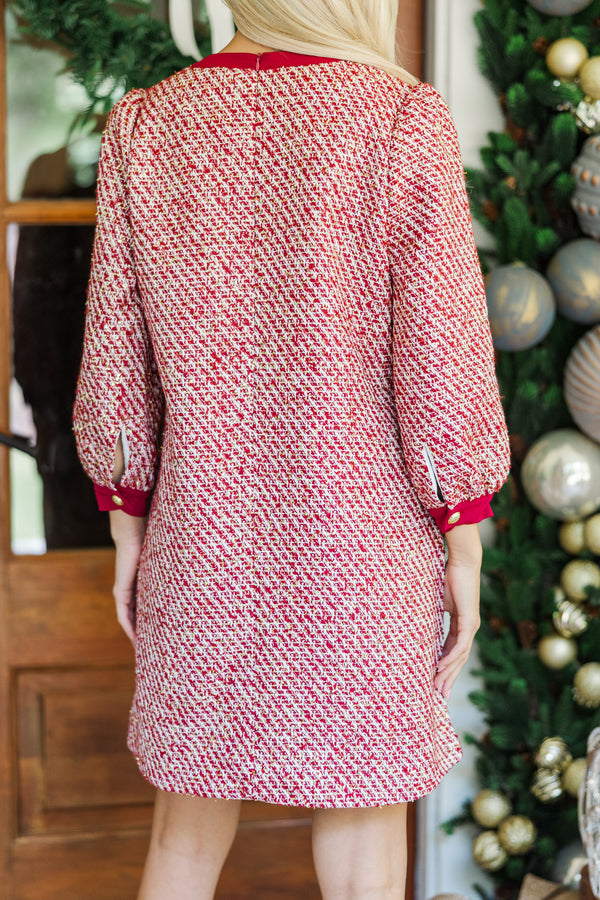 Feeling Like A Queen Burgundy Red Tweed Dress – Shop the Mint