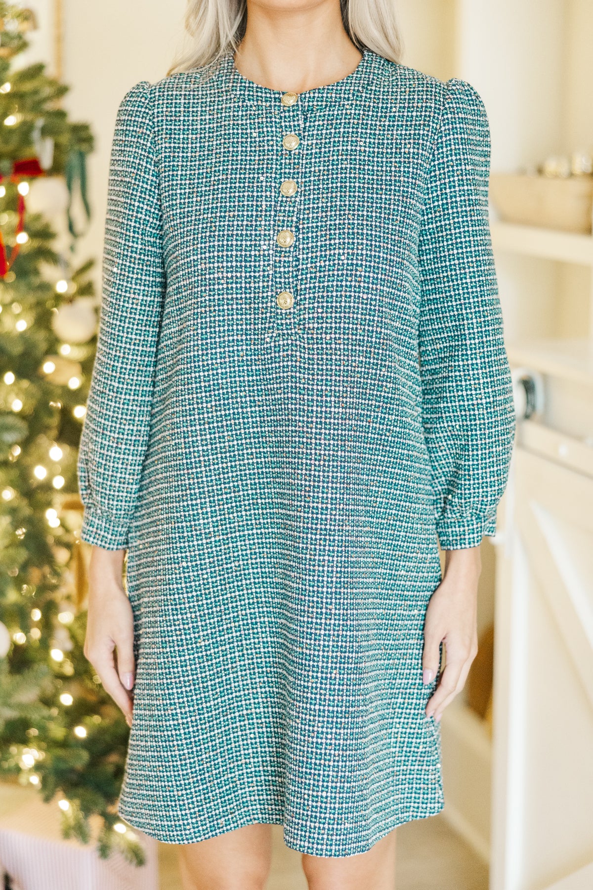 Feeling Like A Queen Navy Blue Tweed Dress – Shop the Mint