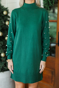 All The Love Emerald Embellished Sweater Dress