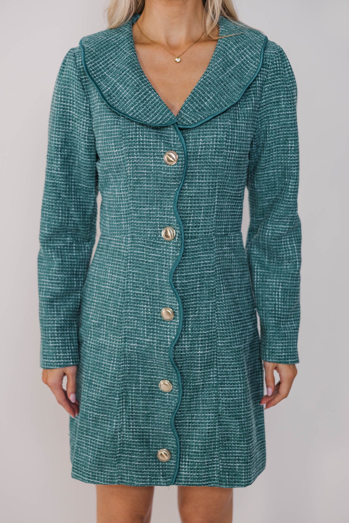 What You Want Green Tweed A-Line Dress – Shop the Mint
