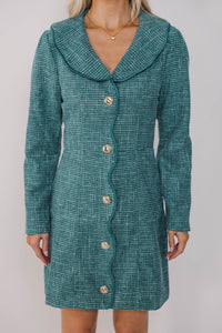 What You Want Green Tweed A-Line Dress