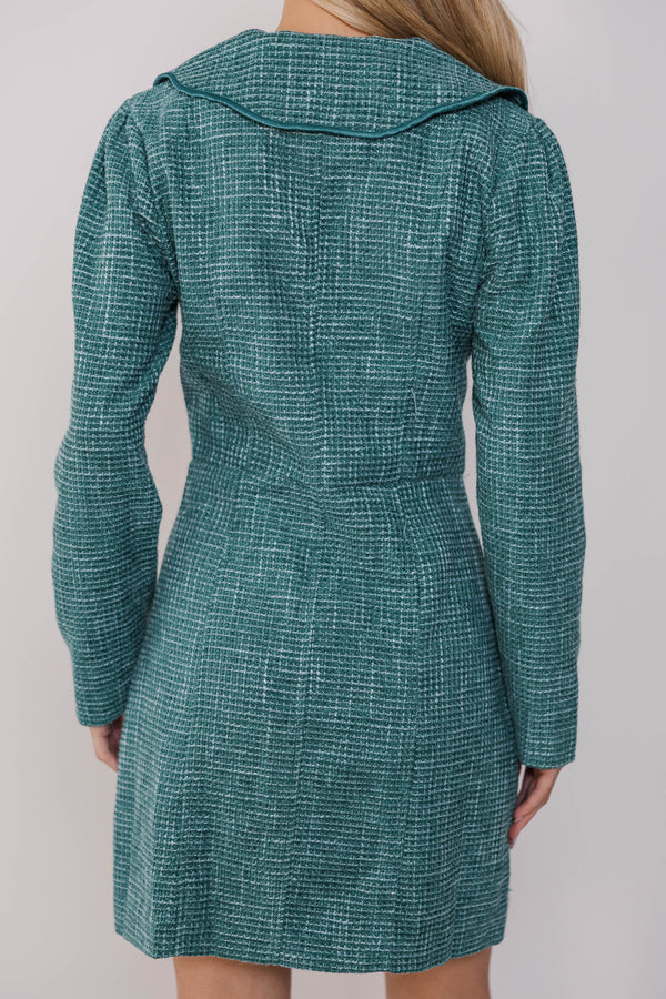 What You Want Green Tweed A-Line Dress