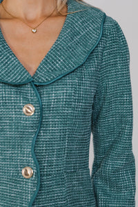 What You Want Green Tweed A-Line Dress