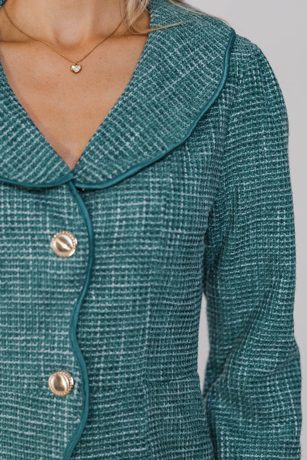 What You Want Green Tweed A-Line Dress
