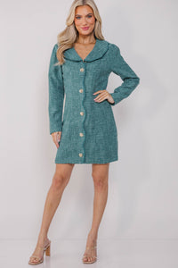 What You Want Green Tweed A-Line Dress