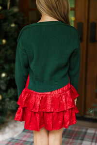 Girls: The Laura Emerald Green Candy Canes Sweater