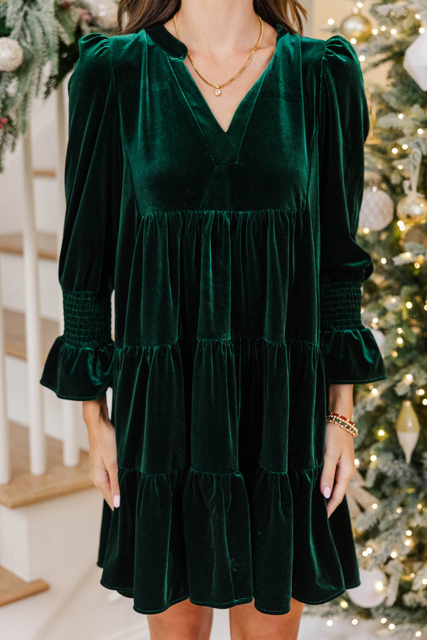 In Your Happy Place Emerald Velvet Dress