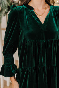 In Your Happy Place Emerald Velvet Dress